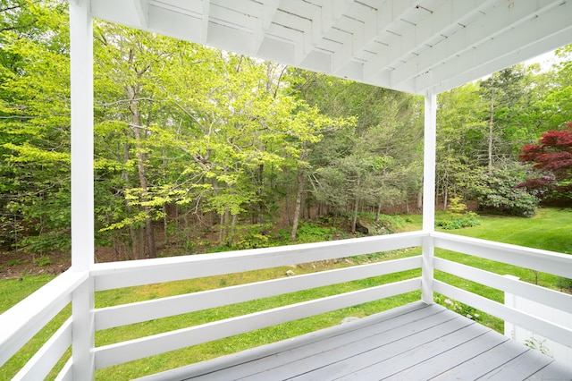 5 Bridgewater Cmn Unit 5, Bridgewater, CT 06752 - wooden terrace featuring a wooded view