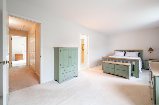 5 Bridgewater Cmn Unit 5, Bridgewater, CT 06752 - bedroom featuring attic access and light carpet