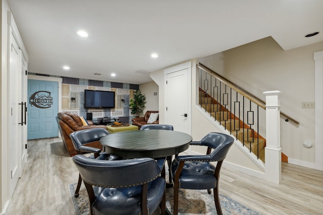 23 Blackhaw Dr, Cromwell, CT 06416 - dining room with light wood finished floors, baseboards, stairs, and recessed lighting