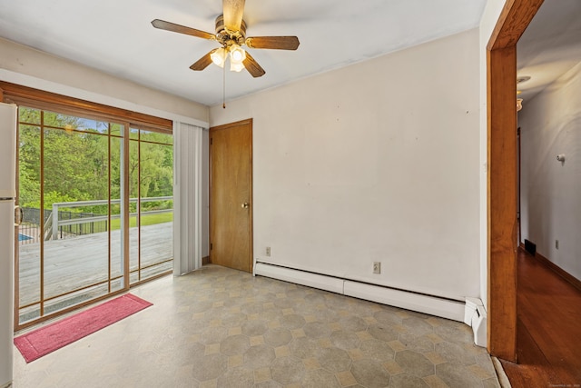 413 Hickory Hill Rd, Thomaston, CT 06787 - unfurnished room featuring a baseboard heating unit and ceiling fan
