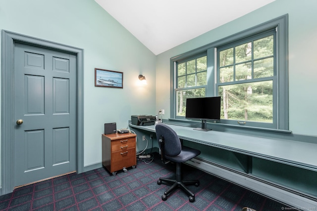 66 Saunders Dr, Wilton, CT 06897 - home office with vaulted ceiling and dark colored carpet