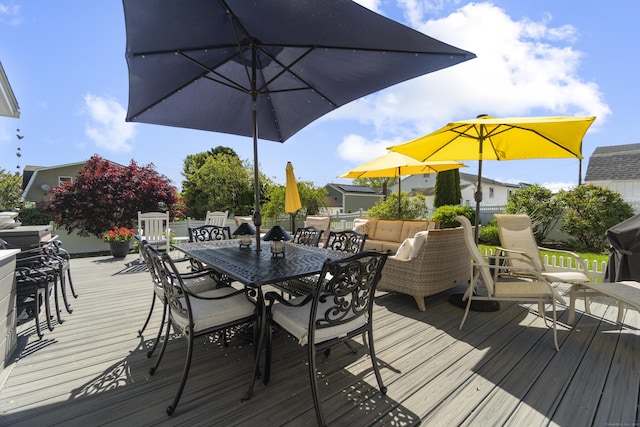 15 Attawan Ave, East Lyme, CT 06357 - wooden terrace featuring outdoor dining area