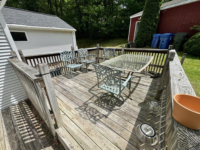 616 Crystal Lake Rd, Tolland, CT 06084 - wooden deck featuring outdoor dining area