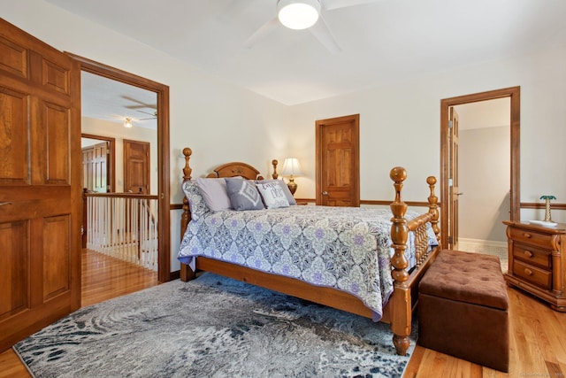 10 Colonial Dr, Clinton, CT 06413 - bedroom with light wood-style flooring, baseboards, and a ceiling fan