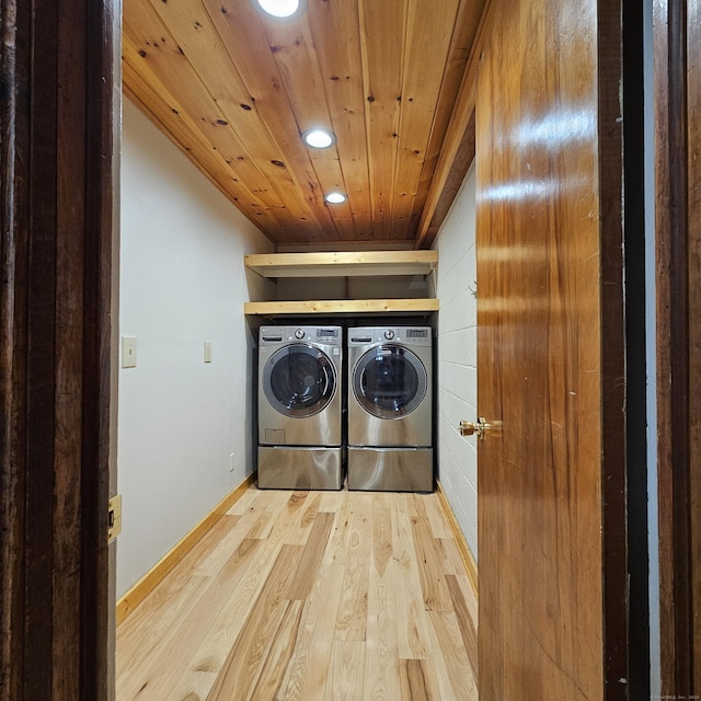 37 Judy Ln, Wolcott, CT 06716 - laundry room with washer and clothes dryer, recessed lighting, wooden ceiling, wood finished floors, and baseboards