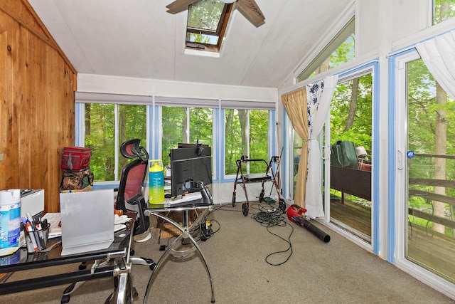 8 Sycamore Rd, East Lyme, CT 06357 - sunroom with vaulted ceiling, carpet flooring, and a skylight