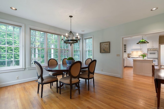 14 Fernhurst, Farmington, CT 06032 - dining area featuring a chandelier, baseboards, healthy amount of natural light, light wood-type flooring, and recessed lighting