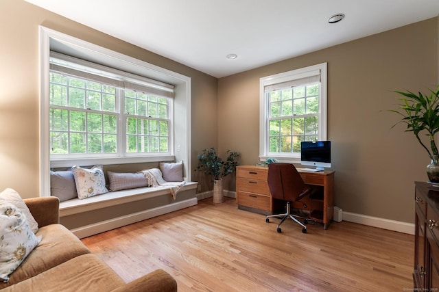 14 Fernhurst, Farmington, CT 06032 - office area featuring baseboards, light wood-style flooring, and recessed lighting