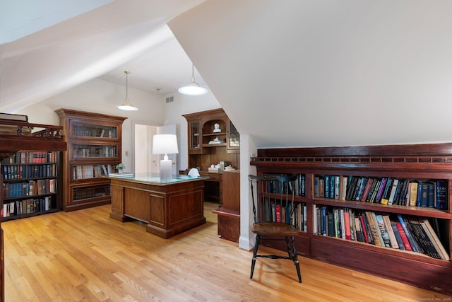 14 Fernhurst, Farmington, CT 06032 - office with light wood-style flooring and lofted ceiling