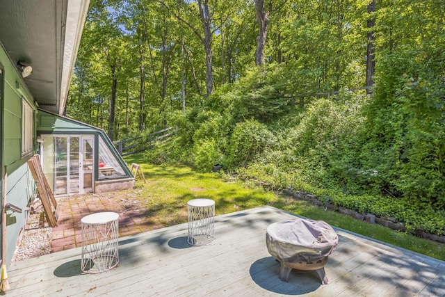 200 Willow St, Hamden, CT 06518 - wooden deck with a sunroom and a forest view
