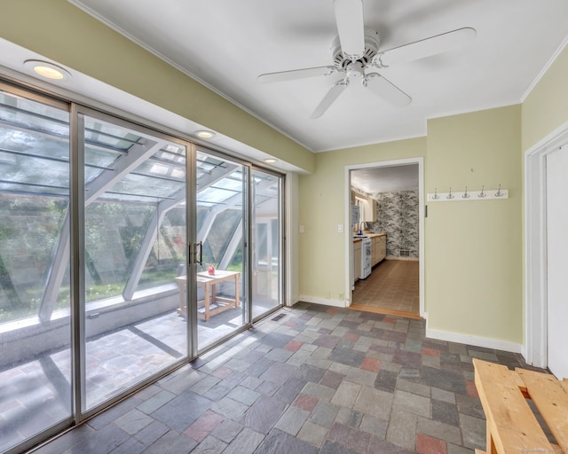 200 Willow St, Hamden, CT 06518 - empty room with a ceiling fan, crown molding, and baseboards