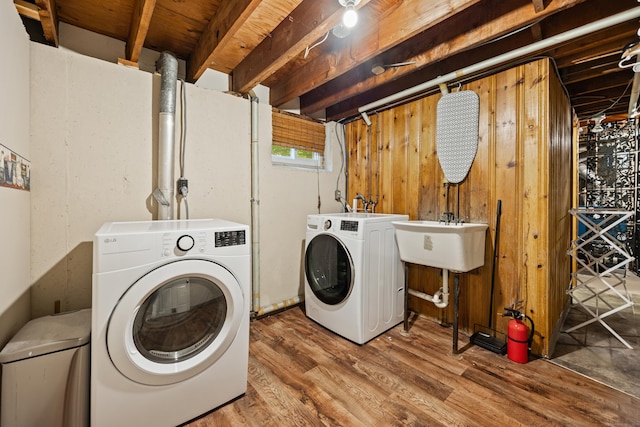 55 Andrasko Rd, Beacon Falls, CT 06403 - laundry room with washer and dryer and wood finished floors