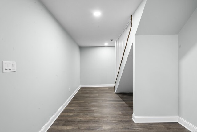 864 Baldwin St, Waterbury, CT 06706 - hall with recessed lighting, baseboards, and dark wood finished floors