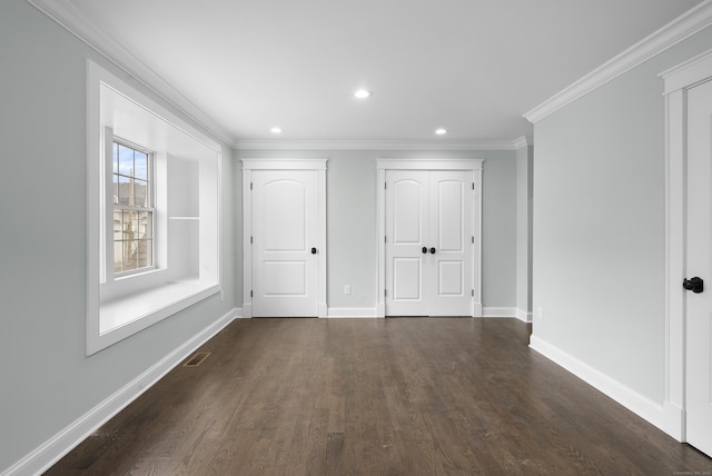 864 Baldwin St, Waterbury, CT 06706 - unfurnished bedroom featuring wood finished floors, recessed lighting, baseboards, and ornamental molding