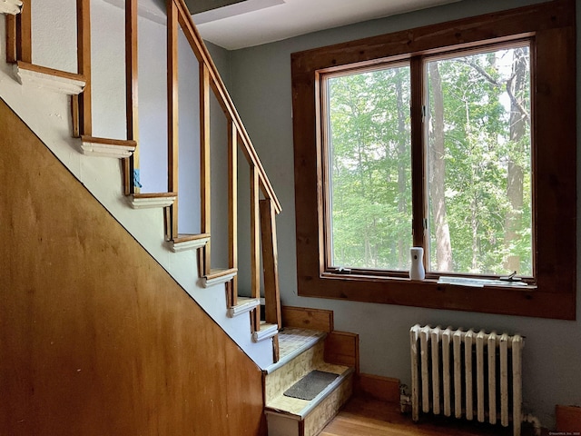 148 Burwell Rd, West Haven, CT 06516 - stairway with radiator, plenty of natural light, and wood finished floors