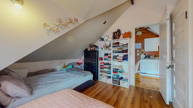 174 Fairview Ave, Bridgeport, CT 06606 - bedroom featuring wood finished floors and lofted ceiling