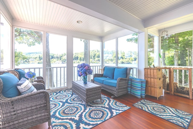424 E Wakefield Blvd, Winchester, CT 06098 - sunroom with an outdoor living space, a water view, and healthy amount of natural light