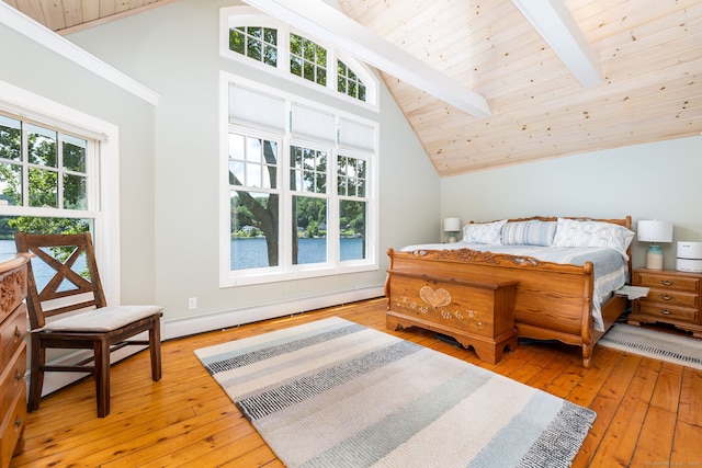 424 E Wakefield Blvd, Winchester, CT 06098 - bedroom featuring wood-type flooring, wood ceiling with exposed beams, and high vaulted ceiling