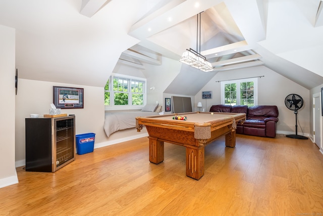 424 E Wakefield Blvd, Winchester, CT 06098 - playroom with billiards table, lofted ceiling, light wood-style flooring, plenty of natural light, and baseboards