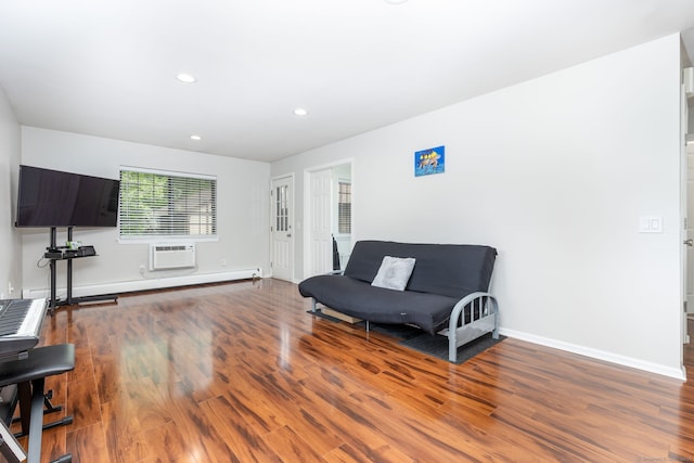 202 Foxwood Ln Unit 202, Milford, CT 06461 - living area featuring wood finished floors, baseboards, recessed lighting, and a wall mounted AC