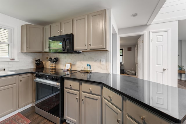 72 Lake View Dr, Woodstock, CT 06281 - kitchen featuring black appliances, healthy amount of natural light, and tasteful backsplash