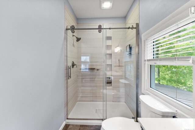 72 Lake View Dr, Woodstock, CT 06281 - full bathroom featuring toilet, a stall shower, and vanity