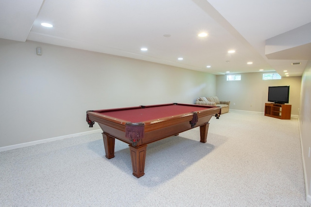 41 Blue Ridge Dr, Simsbury, CT 06089 - recreation room featuring recessed lighting, billiards, and light carpet
