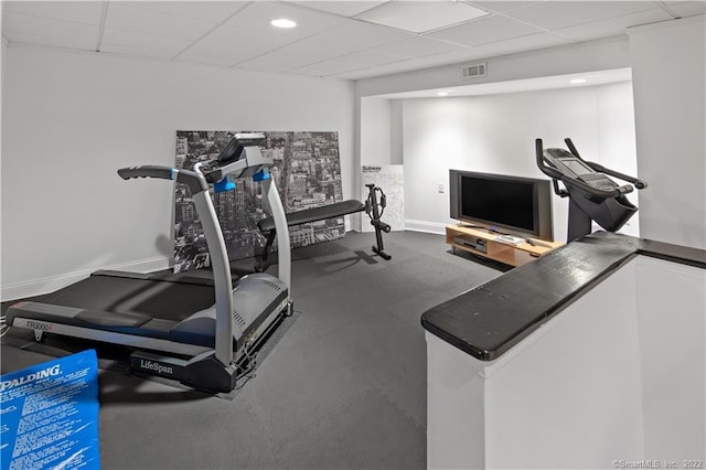 15 Tunxis Trl, Redding, CT 06896 - workout area featuring a drop ceiling and baseboards