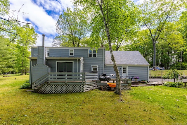 15 Woodcliff Dr, Simsbury, CT 06070 - back of house featuring a wooden deck and a lawn