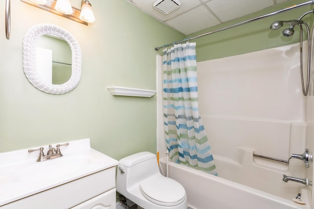 92 Main St Unit 214, Deep River, CT 06417 - full bathroom with a drop ceiling, shower / tub combo, vanity, and toilet