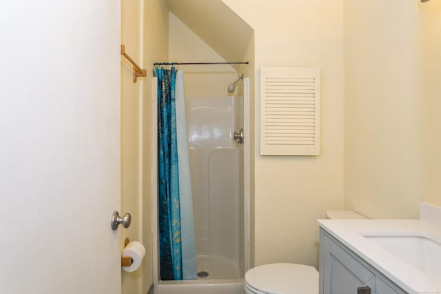92 Main St Unit 214, Deep River, CT 06417 - bathroom with curtained shower, vanity, and toilet