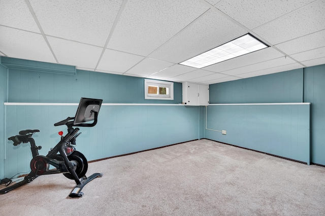 70 Mercer St, Stratford, CT 06614 - workout area with a paneled ceiling and carpet floors