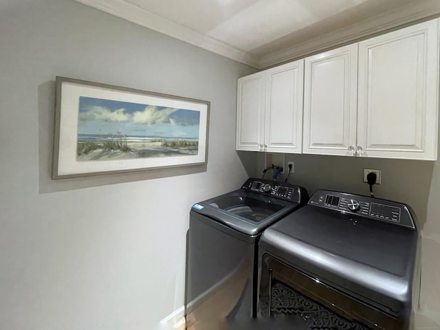506 Jamestown Rd Unit 506, Stratford, CT 06614 - laundry area featuring cabinet space, washing machine and dryer, and ornamental molding