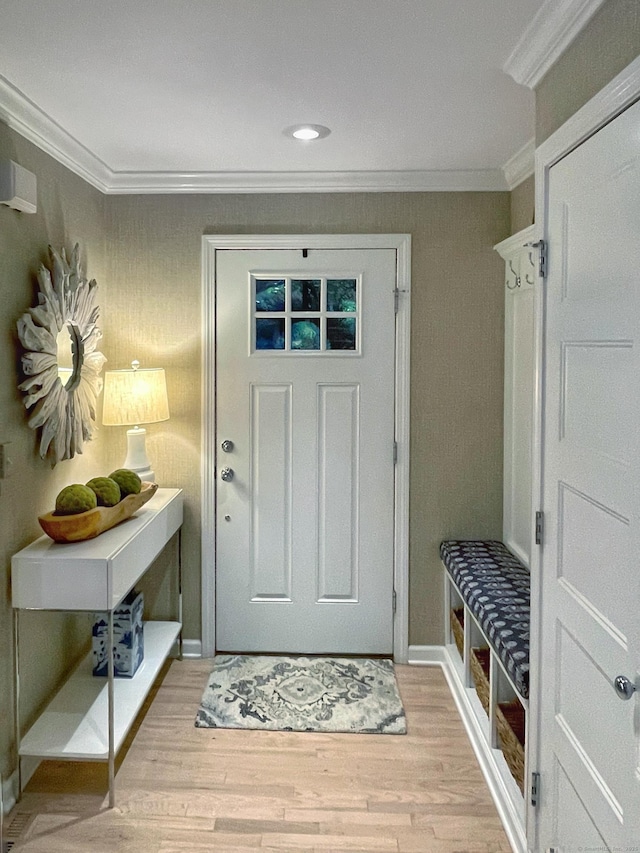 506 Jamestown Rd Unit 506, Stratford, CT 06614 - entrance foyer with ornamental molding, light wood-style flooring, and baseboards