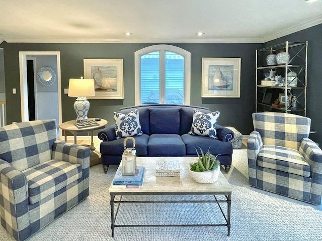 506 Jamestown Rd Unit 506, Stratford, CT 06614 - carpeted living area with ornamental molding and recessed lighting