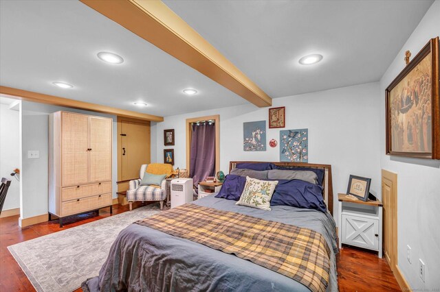 64 W St, Cromwell, CT 06416 - bedroom with wood finished floors, recessed lighting, beamed ceiling, and baseboards