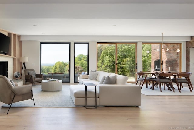 136 Belgo Rd, Salisbury, CT 06039 - living area featuring light wood finished floors and a fireplace