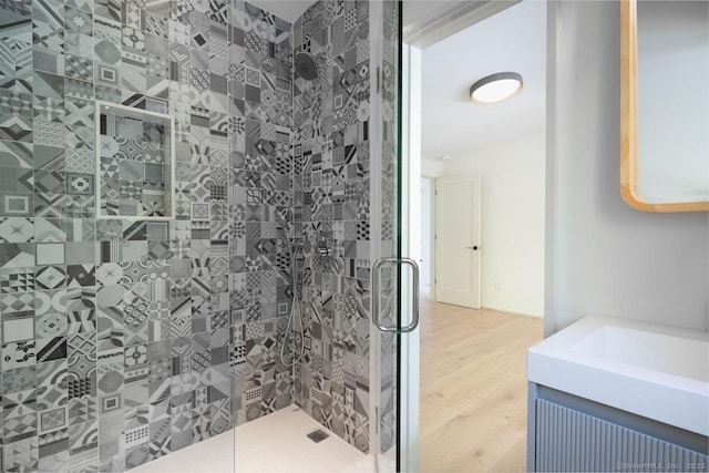 136 Belgo Rd, Salisbury, CT 06039 - full bathroom with a stall shower and wood finished floors