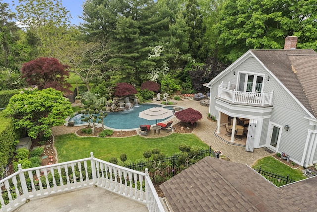 18 Ferry Rd, Old Lyme, CT 06371 - view of yard with a patio area, an outdoor pool, and a balcony