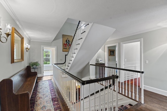 18 Ferry Rd, Old Lyme, CT 06371 - staircase with wood finished floors, ornamental molding, and baseboards