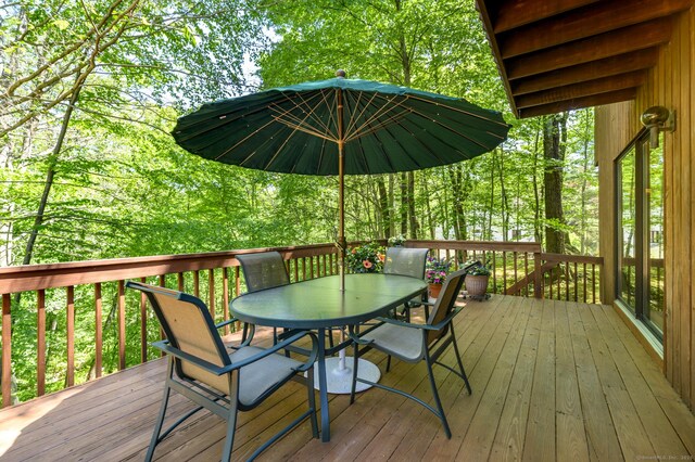 17 Walker Ln, Weston, CT 06883 - wooden deck with outdoor dining area