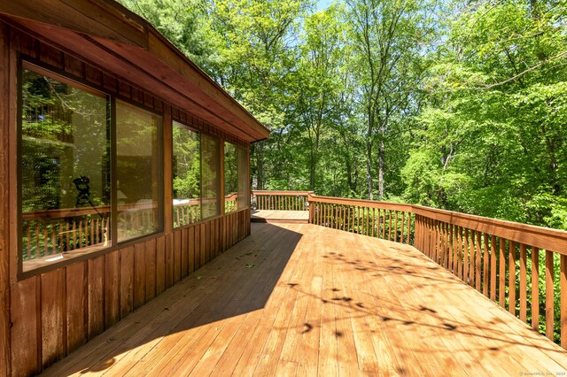 17 Walker Ln, Weston, CT 06883 - wooden deck featuring a view of trees
