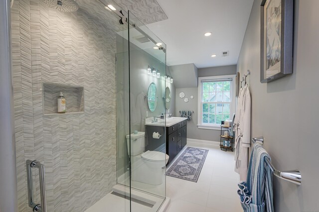 368 Nod Hill Rd, Wilton, CT 06897 - bathroom featuring a stall shower, toilet, vanity, and recessed lighting