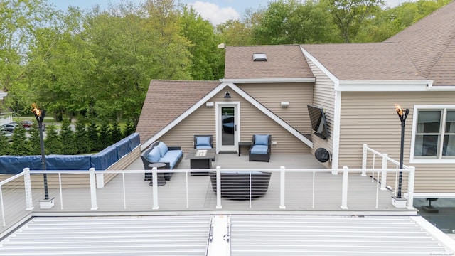 15A Shore Rd, Waterford, CT 06385 - back of property featuring an outdoor living space and a shingled roof
