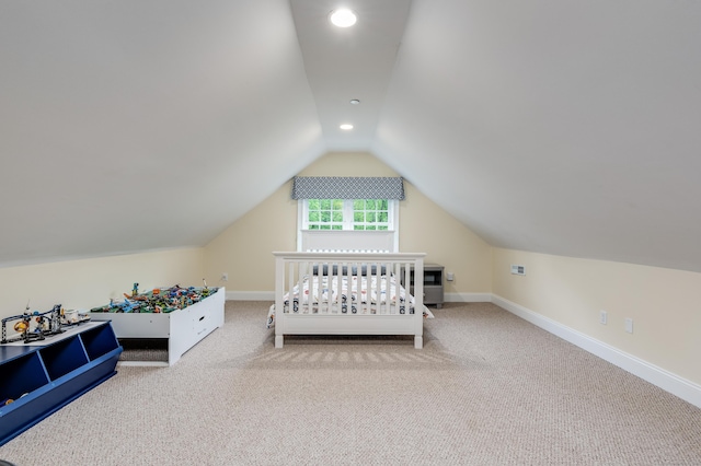 15A Shore Rd, Waterford, CT 06385 - carpeted bedroom with lofted ceiling and recessed lighting