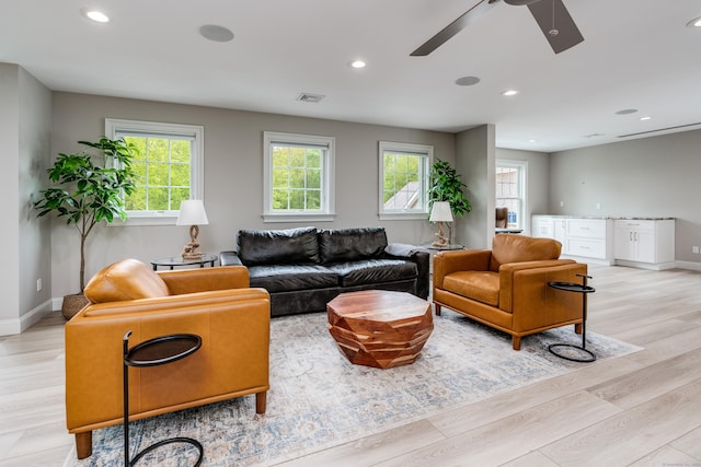 15A Shore Rd, Waterford, CT 06385 - living room with a ceiling fan, healthy amount of natural light, light wood-style floors, and recessed lighting