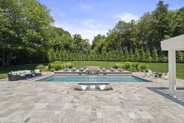 15A Shore Rd, Waterford, CT 06385 - view of pool with an outdoor living space with a fire pit and a patio
