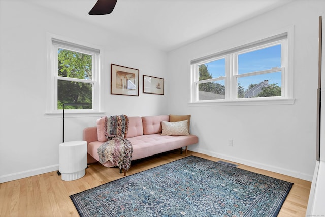 2 Quanaduck Cove Ct Unit 2, Stonington, CT 06378 - living area featuring ceiling fan, healthy amount of natural light, and wood finished floors