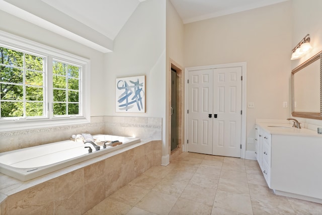 10 Easton Heights Ln, Easton, CT 06612 - full bath featuring vanity, a garden tub, and a shower with door
