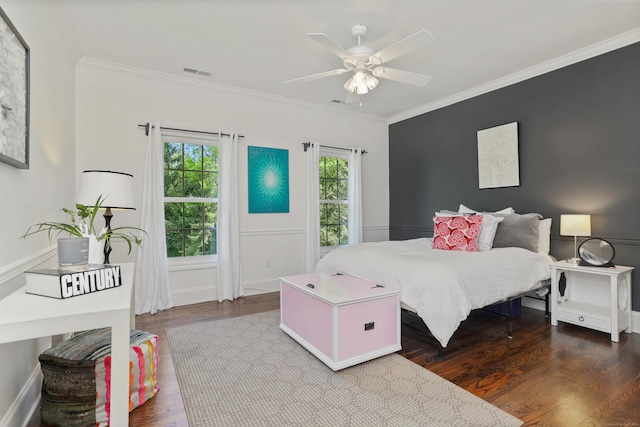 10 Easton Heights Ln, Easton, CT 06612 - bedroom featuring crown molding, wood finished floors, and a ceiling fan